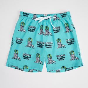 STRETCH SWIM TRUNK BROTHER MERLE TRASH TURQUOISE